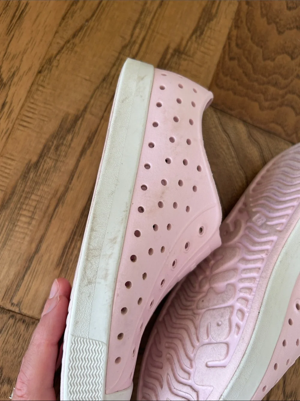Native Jefferson Kids Slip-On Water Shoes in Pink with White Toe